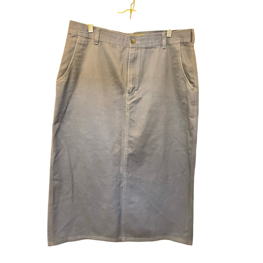 Cabelas Casuals Women 18 Blue Cotton Twill Midi Skirt Straight Workwear Utility
